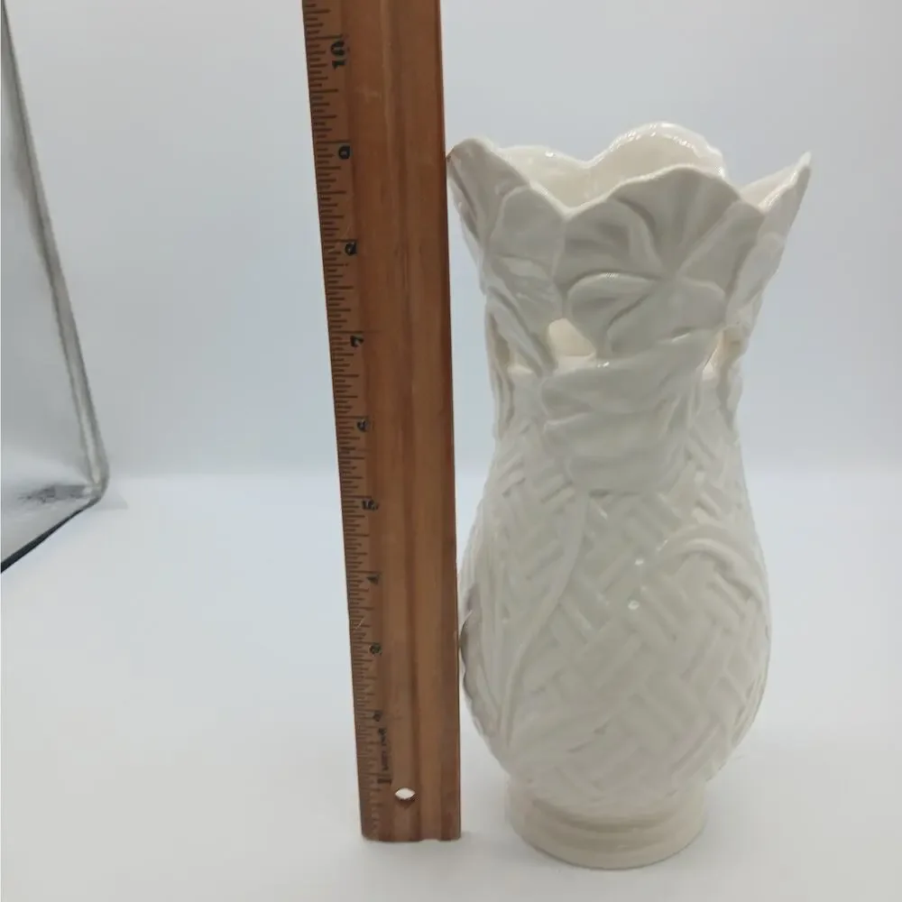 Lenox Basket of Flowers Collection Vase Pansy 9” Ivory Porcelain Retired